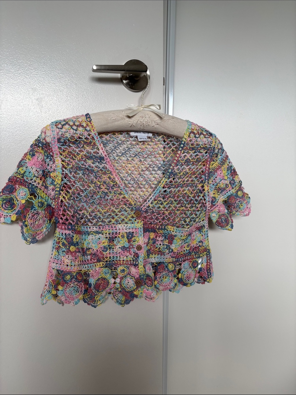 Multicolor Crochet Cardigan Crop Top -S